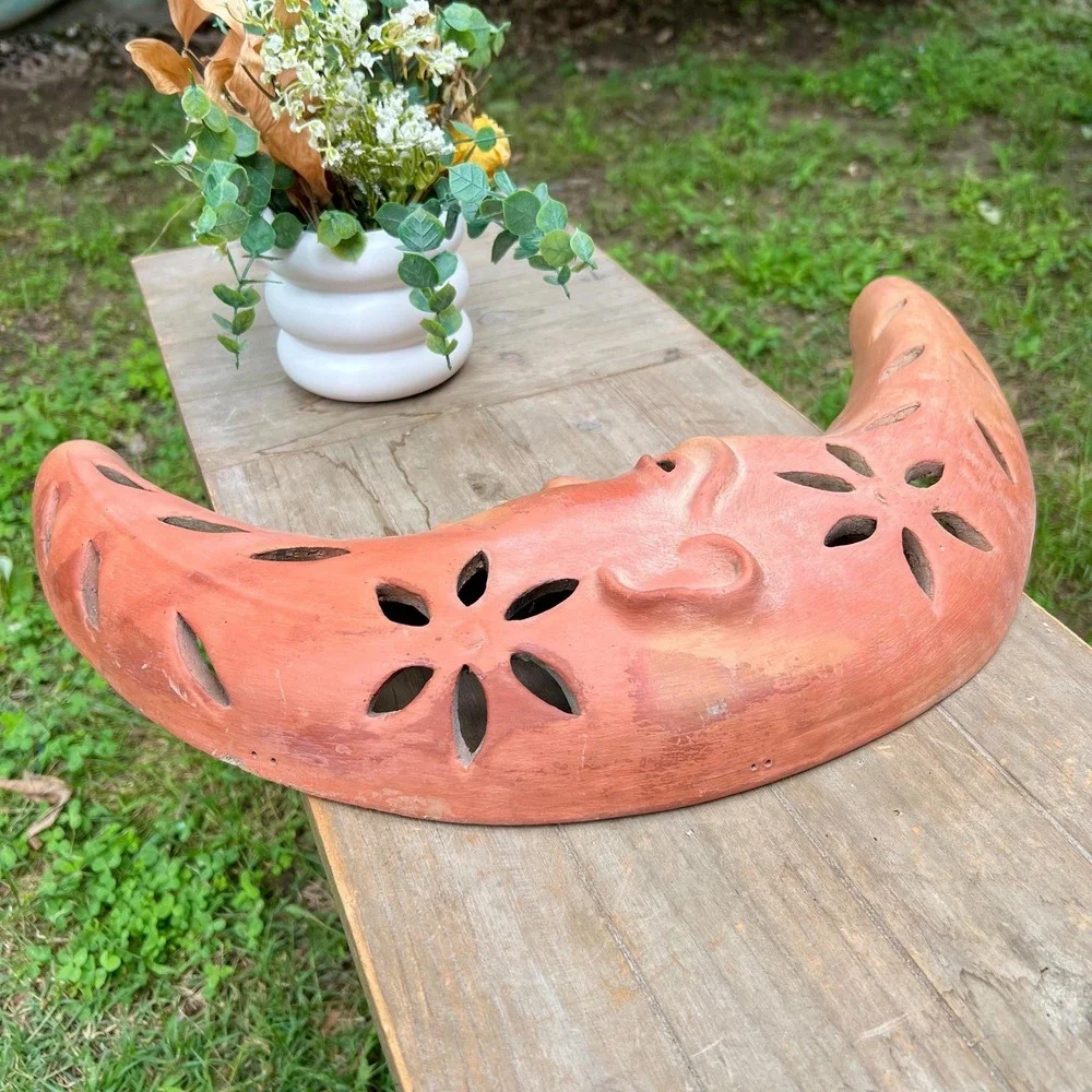 Vintage Terracotta Italian Moon Wall Decor